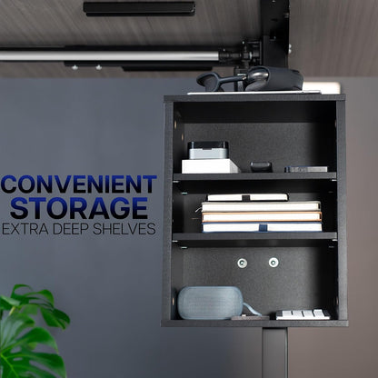 Black Clamp-on Desk Leg Shelving Unit, Storage Shelves, DESK-SHELF3CL