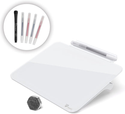 Small Glass Desktop Whiteboard Dry-Erase, Mini Pure Glass Whiteboard Stand