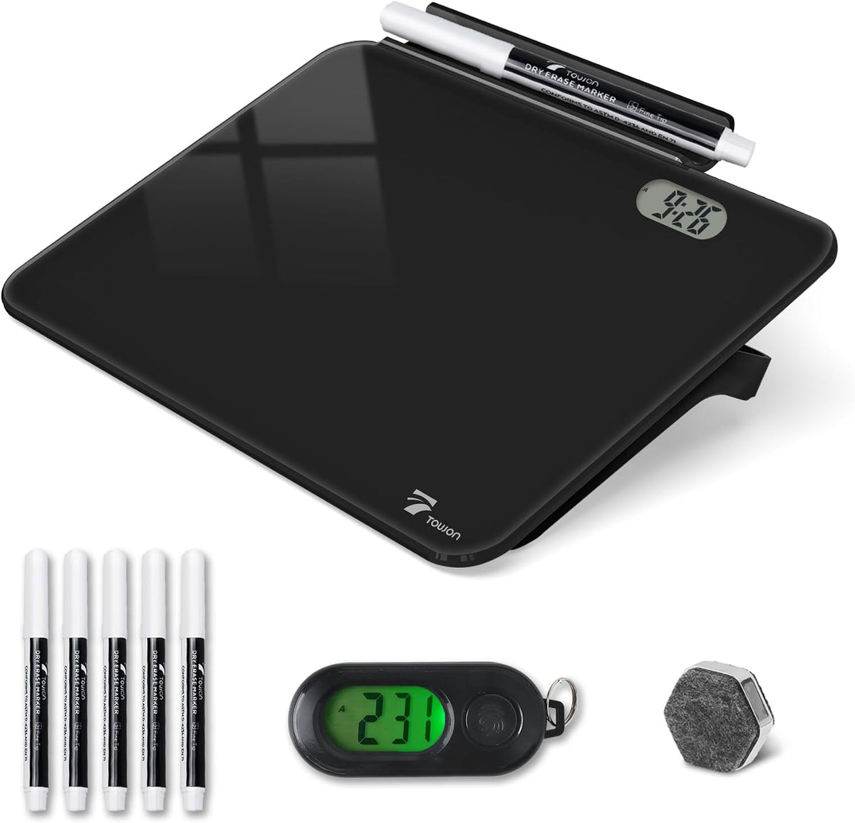 Small Glass Desktop Whiteboard Dry-Erase, Mini Pure Glass Whiteboard Stand
