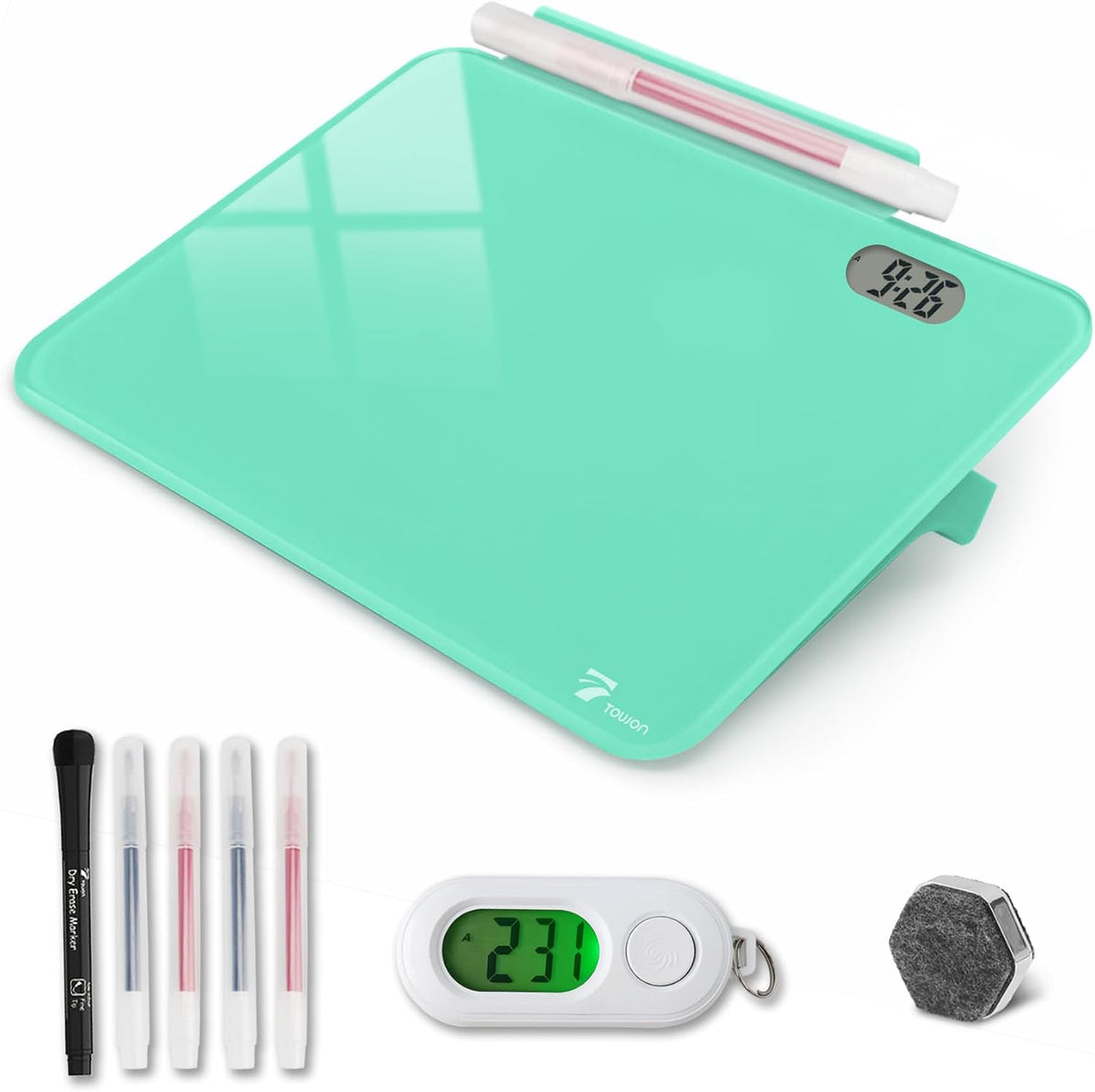 Small Glass Desktop Whiteboard Dry-Erase, Mini Pure Glass Whiteboard Stand