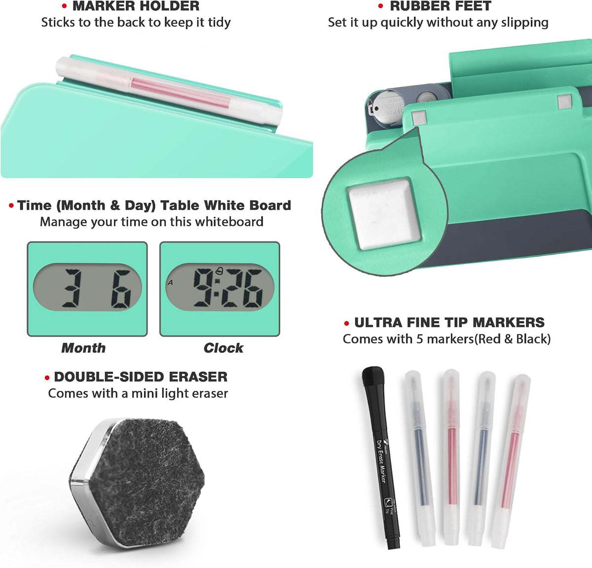Small Glass Desktop Whiteboard Dry-Erase, Mini Pure Glass Whiteboard Stand