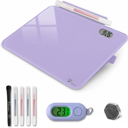 Small Glass Desktop Whiteboard Dry-Erase, Mini Pure Glass Whiteboard Stand
