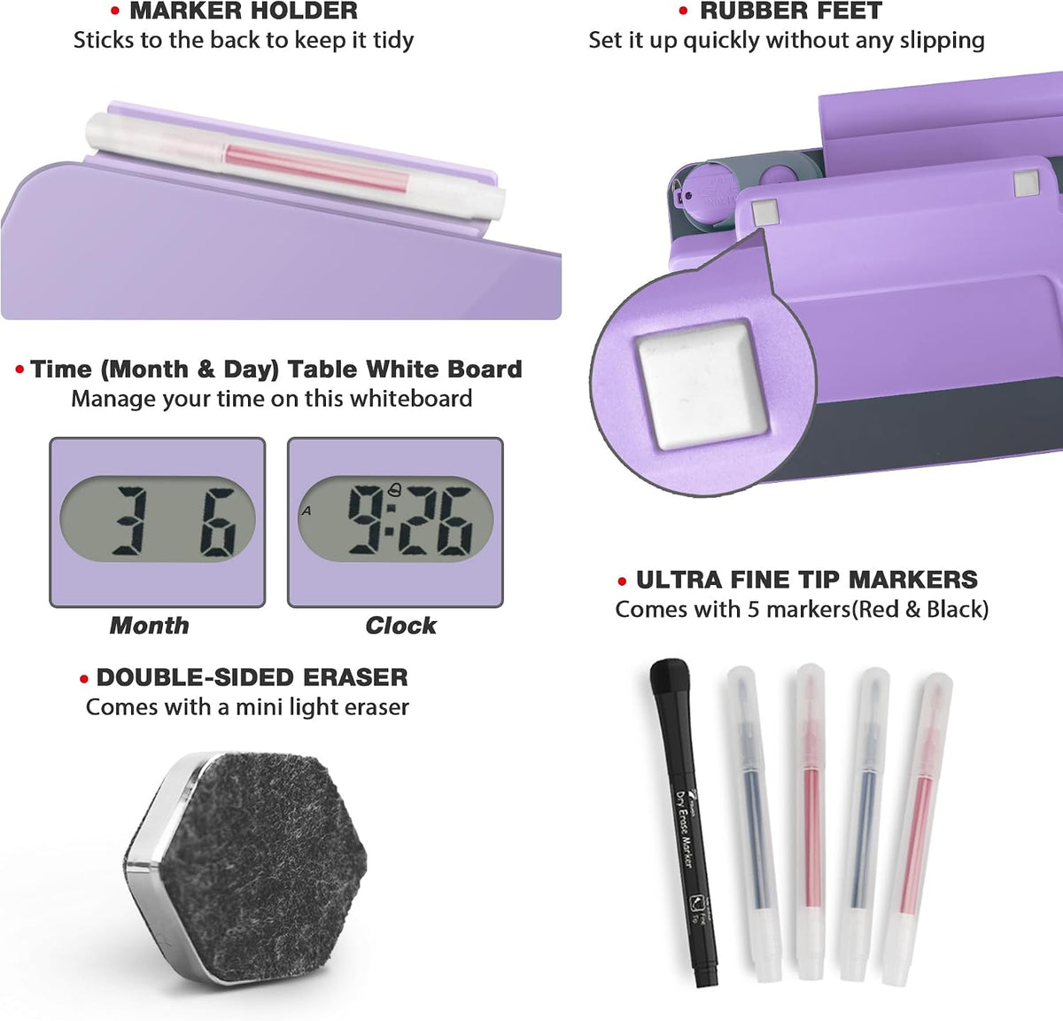 Small Glass Desktop Whiteboard Dry-Erase, Mini Pure Glass Whiteboard Stand