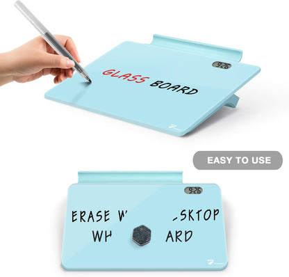 Small Glass Desktop Whiteboard Dry-Erase, Mini Pure Glass Whiteboard Stand
