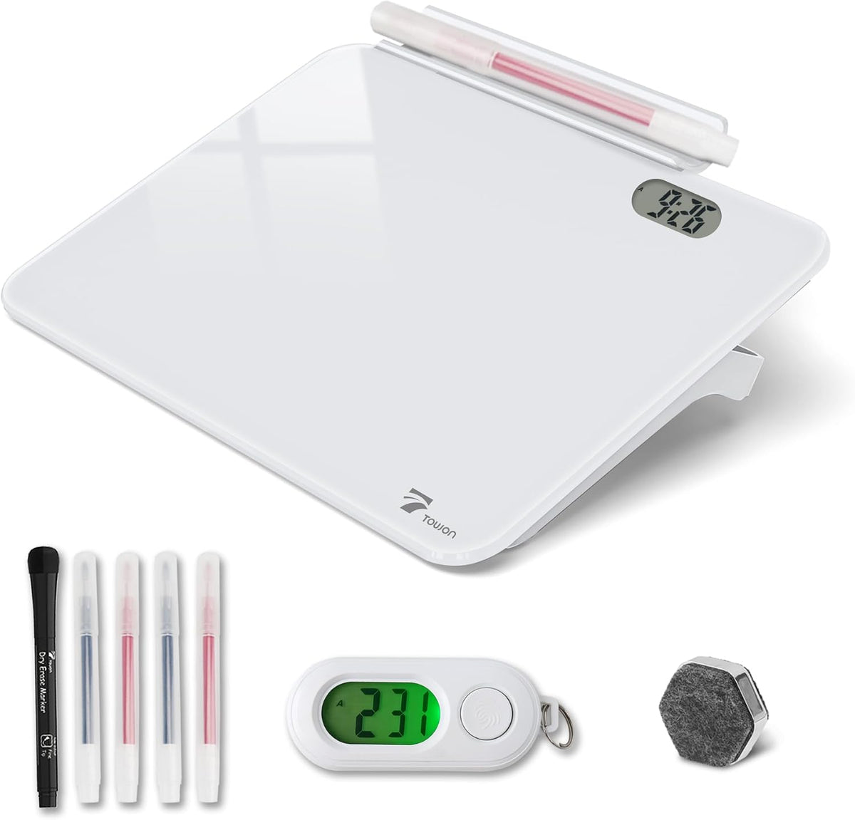 Small Glass Desktop Whiteboard Dry-Erase, Mini Pure Glass Whiteboard Stand