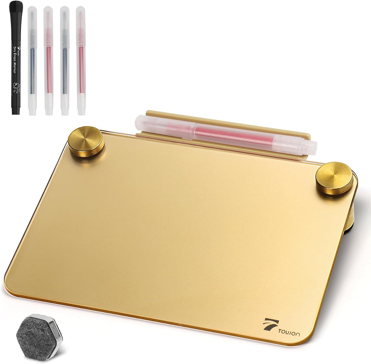 Small Glass Desktop Whiteboard Dry-Erase, Mini Pure Glass Whiteboard Stand