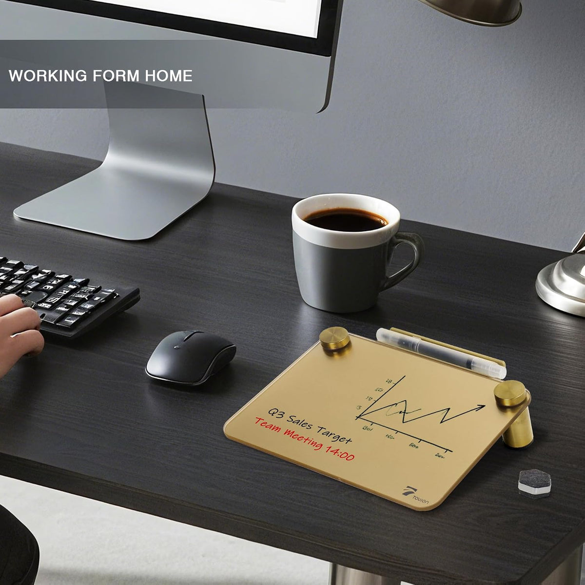 Small Glass Desktop Whiteboard Dry-Erase, Mini Pure Glass Whiteboard Stand