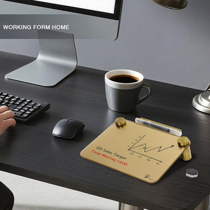 Small Glass Desktop Whiteboard Dry-Erase, Mini Pure Glass Whiteboard Stand