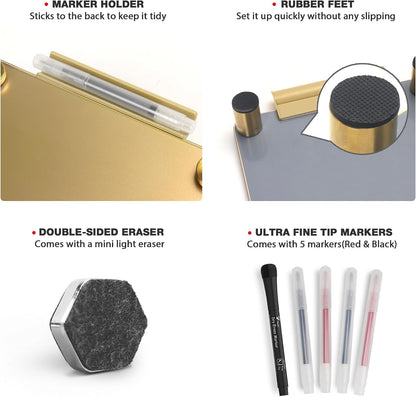 Small Glass Desktop Whiteboard Dry-Erase, Mini Pure Glass Whiteboard Stand