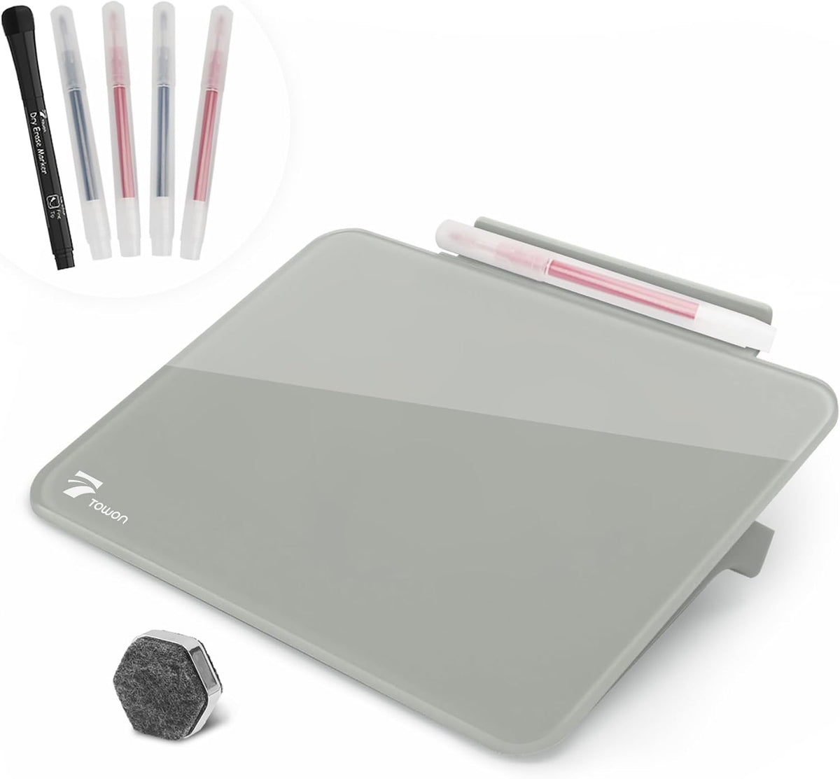Small Glass Desktop Whiteboard Dry-Erase, Mini Pure Glass Whiteboard Stand