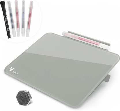 Small Glass Desktop Whiteboard Dry-Erase, Mini Pure Glass Whiteboard Stand
