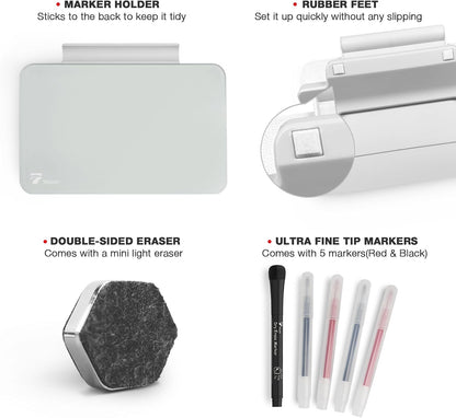 Small Glass Desktop Whiteboard Dry-Erase, Mini Pure Glass Whiteboard Stand