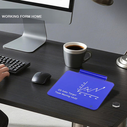 Small Glass Desktop Whiteboard Dry-Erase, Mini Pure Glass Whiteboard Stand