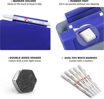 Small Glass Desktop Whiteboard Dry-Erase, Mini Pure Glass Whiteboard Stand