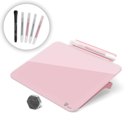 Small Glass Desktop Whiteboard Dry-Erase, Mini Pure Glass Whiteboard Stand