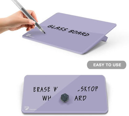 Small Glass Desktop Whiteboard Dry-Erase, Mini Pure Glass Whiteboard Stand