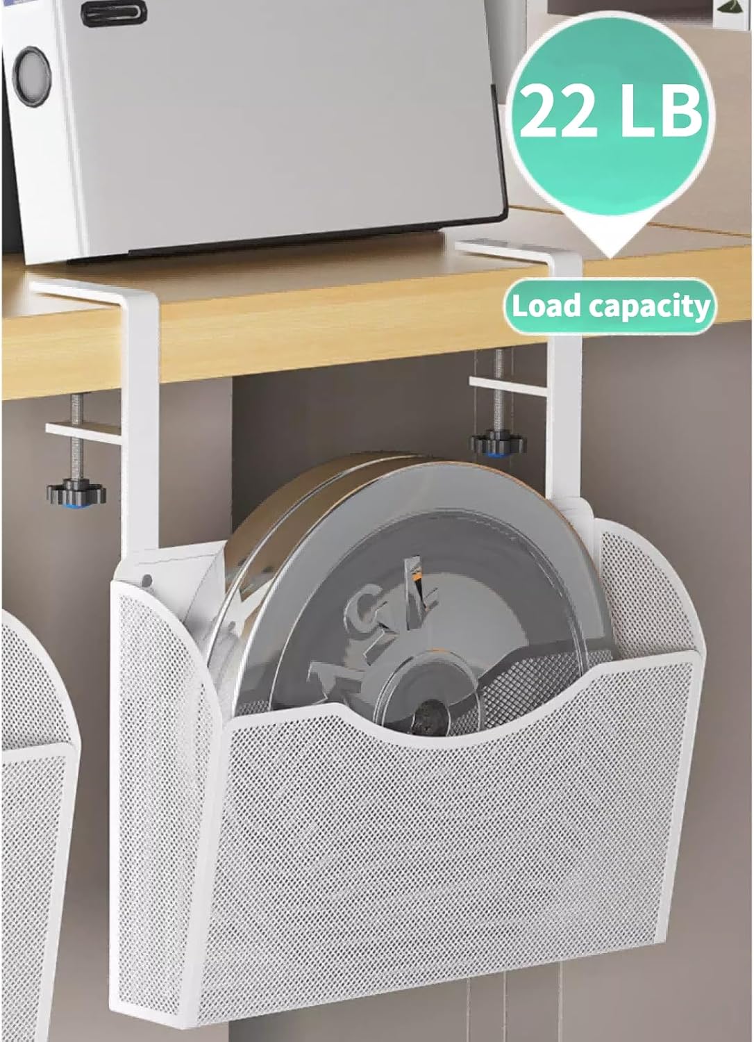 INLDY Under Desk Drawer, Desk Side Storage, Hanging Desks Organizer, Clamp On Mesh Metal Desks Organizer for Office and Home (Black)