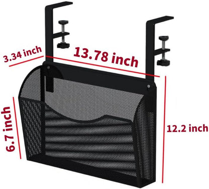 INLDY Under Desk Drawer, Desk Side Storage, Hanging Desks Organizer, Clamp On Mesh Metal Desks Organizer for Office and Home (Black)