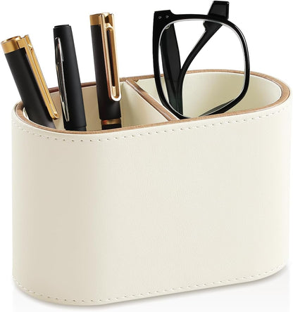 Pen Holder for Desk, Small Remote Control Holder, Beige