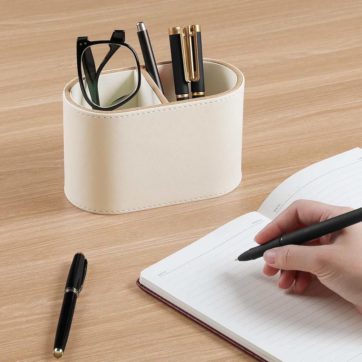 Pen Holder for Desk, Small Remote Control Holder, Beige
