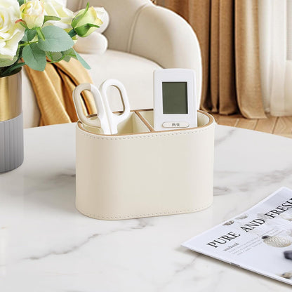 Pen Holder for Desk, Small Remote Control Holder, Beige