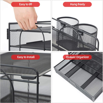 Desk Organizer, 4-Tier Paper File Letter Tray, Black