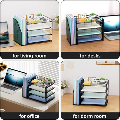 Desk Organizer, 4-Tier Paper File Letter Tray, Black