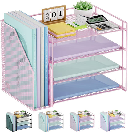 Desk Organizer, 4-Tier Paper File Letter Tray, Black