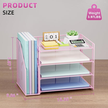 Desk Organizer, 4-Tier Paper File Letter Tray, Black