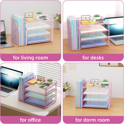 Desk Organizer, 4-Tier Paper File Letter Tray, Black