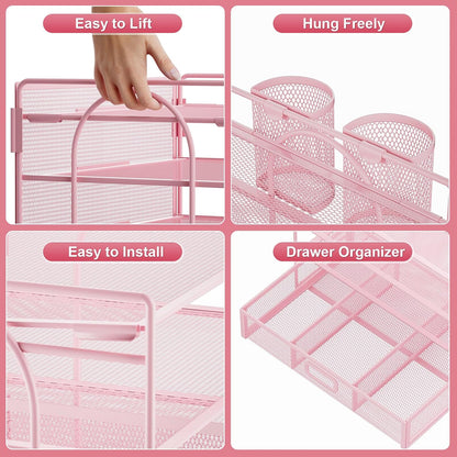 Desk Organizer, 4-Tier Paper File Letter Tray, Black