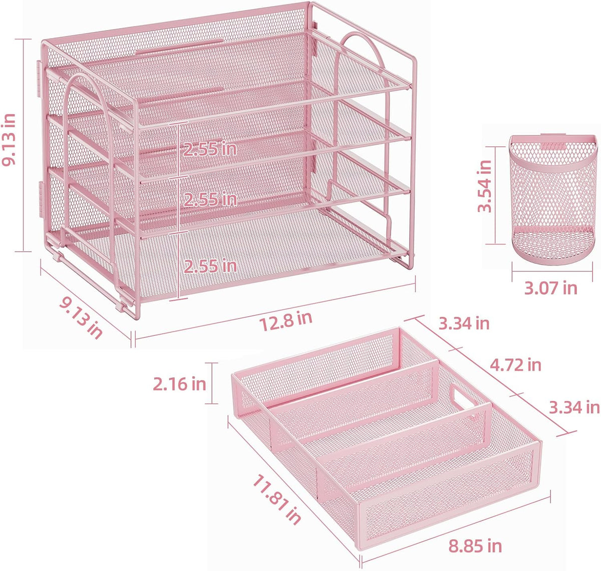 Desk Organizer, 4-Tier Paper File Letter Tray, Black
