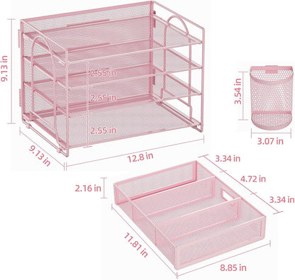Desk Organizer, 4-Tier Paper File Letter Tray, Black