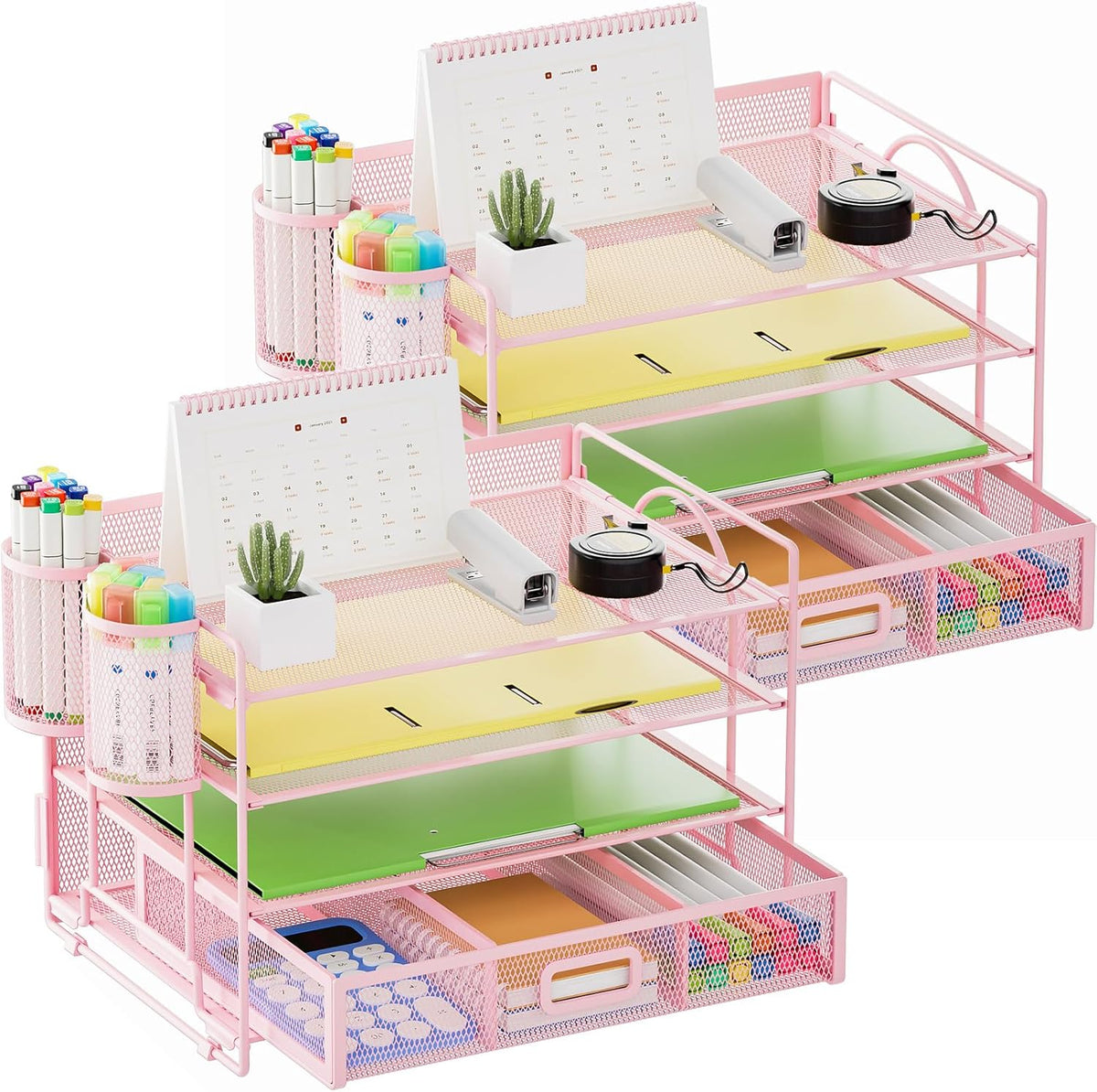 Desk Organizer, 4-Tier Paper File Letter Tray, Black