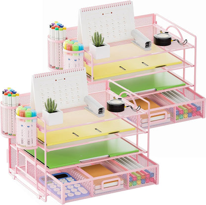 Desk Organizer, 4-Tier Paper File Letter Tray, Black