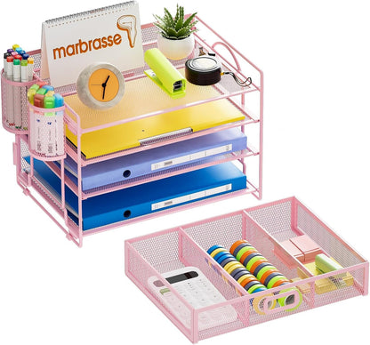 Desk Organizer, 4-Tier Paper File Letter Tray, Black