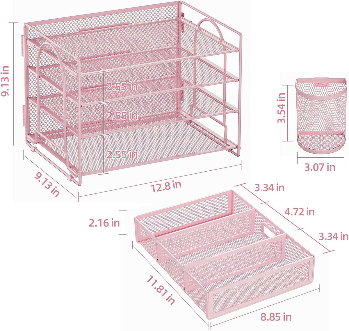 Desk Organizer, 4-Tier Paper File Letter Tray, Black