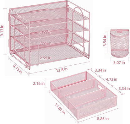 Desk Organizer, 4-Tier Paper File Letter Tray, Black