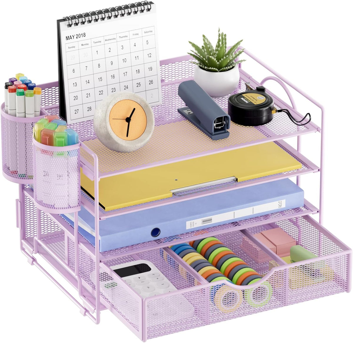 Desk Organizer, 4-Tier Paper File Letter Tray, Black