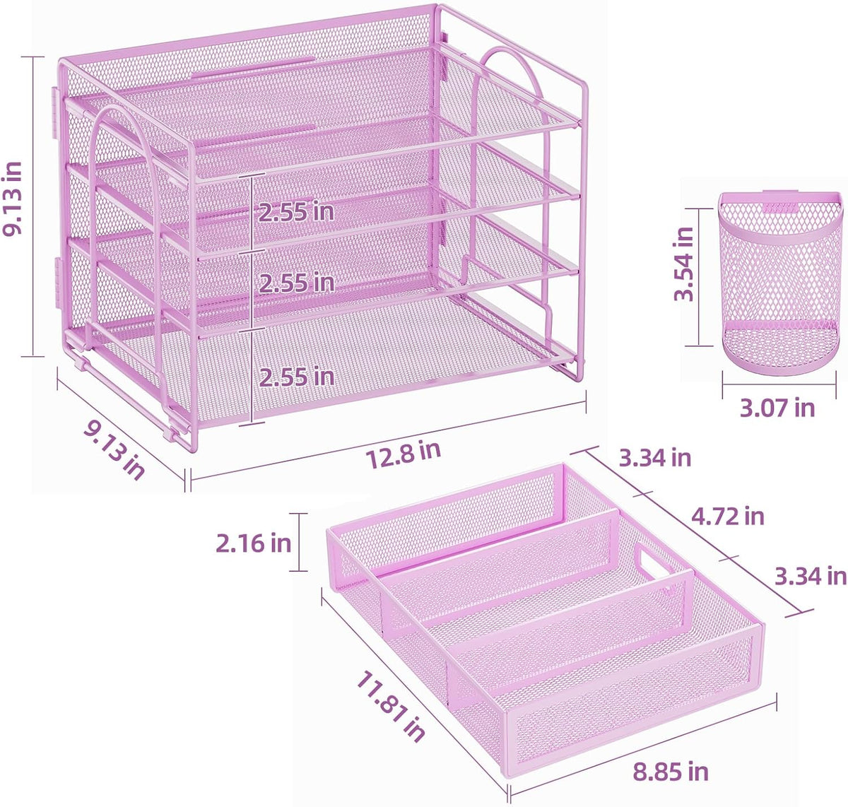 Desk Organizer, 4-Tier Paper File Letter Tray, Black