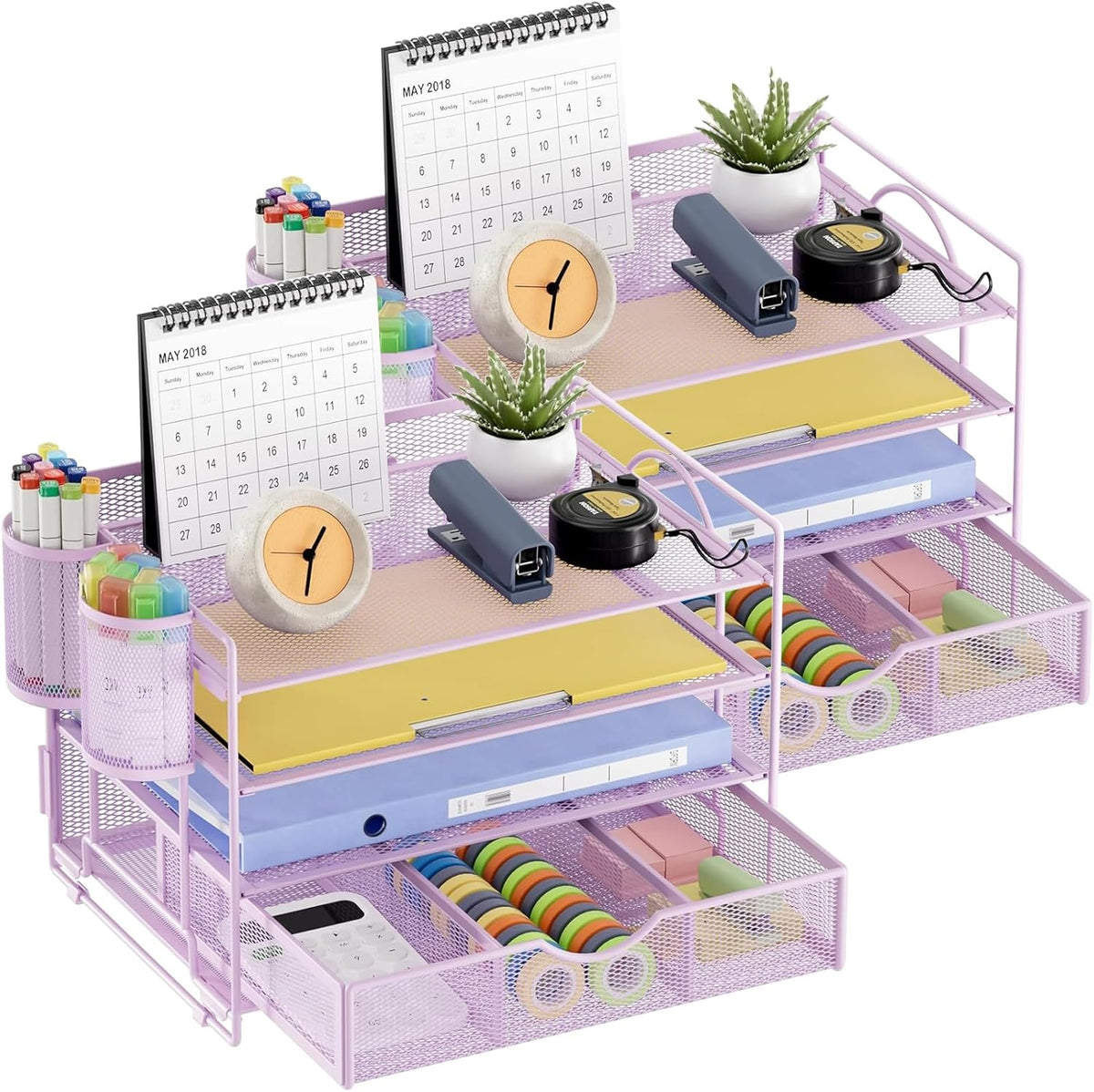 Desk Organizer, 4-Tier Paper File Letter Tray, Black