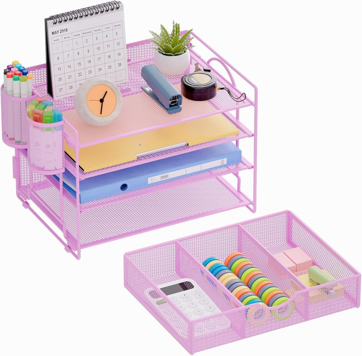 Desk Organizer, 4-Tier Paper File Letter Tray, Black