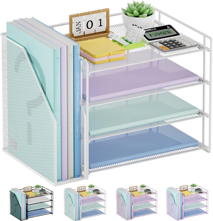 Desk Organizer, 4-Tier Paper File Letter Tray, Black