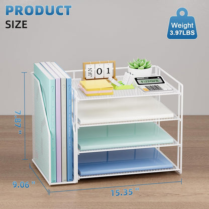 Desk Organizer, 4-Tier Paper File Letter Tray, Black
