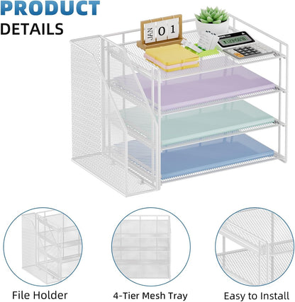 Desk Organizer, 4-Tier Paper File Letter Tray, Black