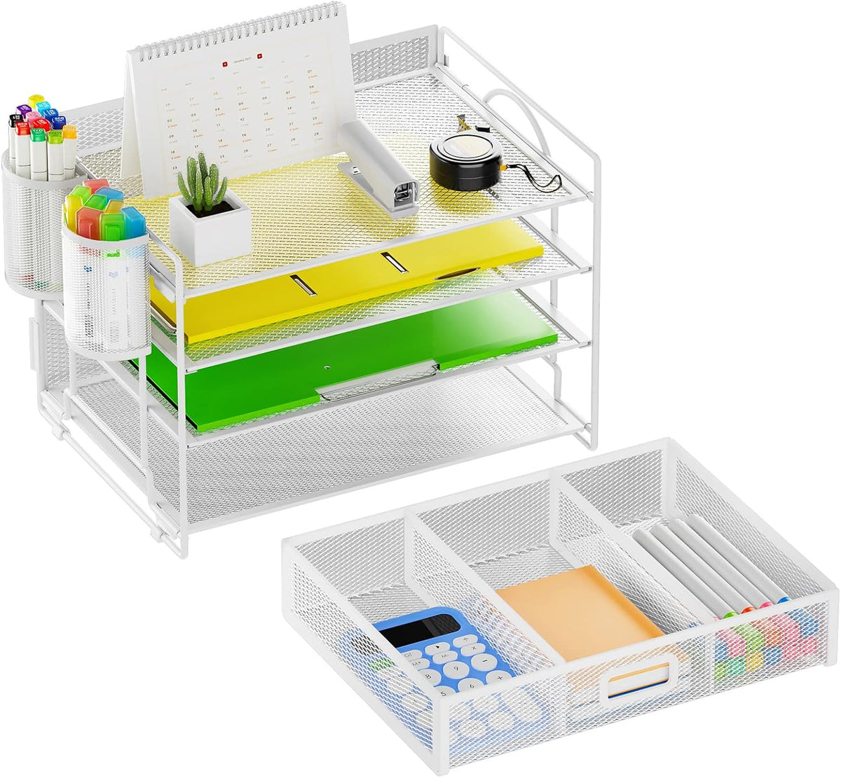 Desk Organizer, 4-Tier Paper File Letter Tray, Black