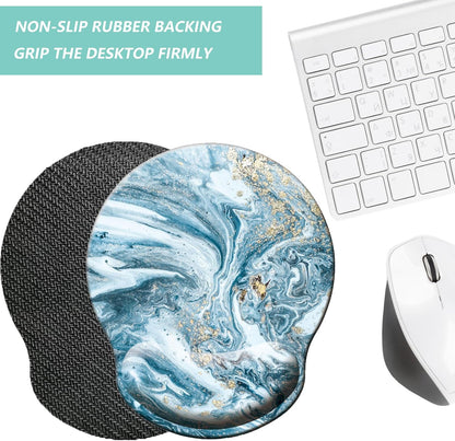 Mouse Pad with Wrist Support, Ergonomic Mouse Pad with Memory Foam Wrist Rest Cushion, Non-Slip Rubber Base Gaming Mice Pad for Home Office Computer Laptop, Flower Black