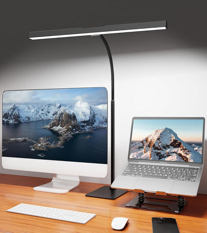 LED Desk Lamp for Home Office with Base, Eye-Caring Desk Light 12W, Black