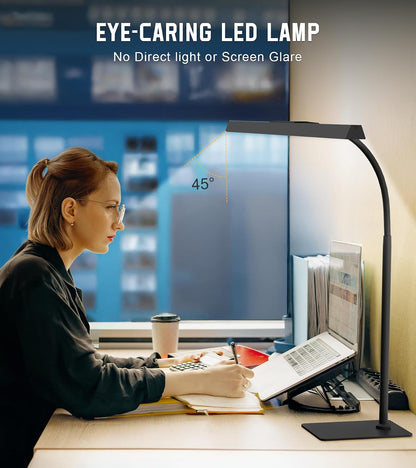 LED Desk Lamp for Home Office with Base, Eye-Caring Desk Light 12W, Black