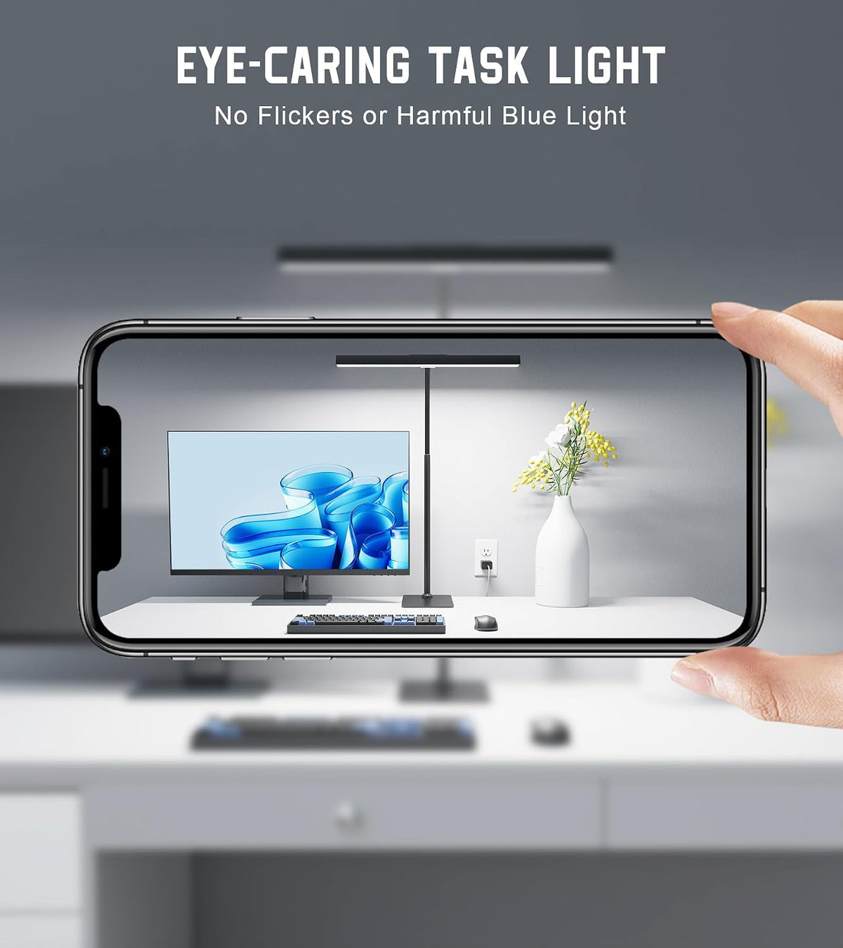LED Desk Lamp for Home Office with Base, Eye-Caring Desk Light 12W, Black